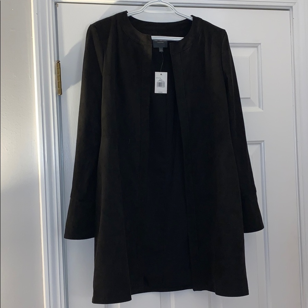 NWT BANANA REPUBLIC FAUX BLACK SUEDE OPEN P COAT